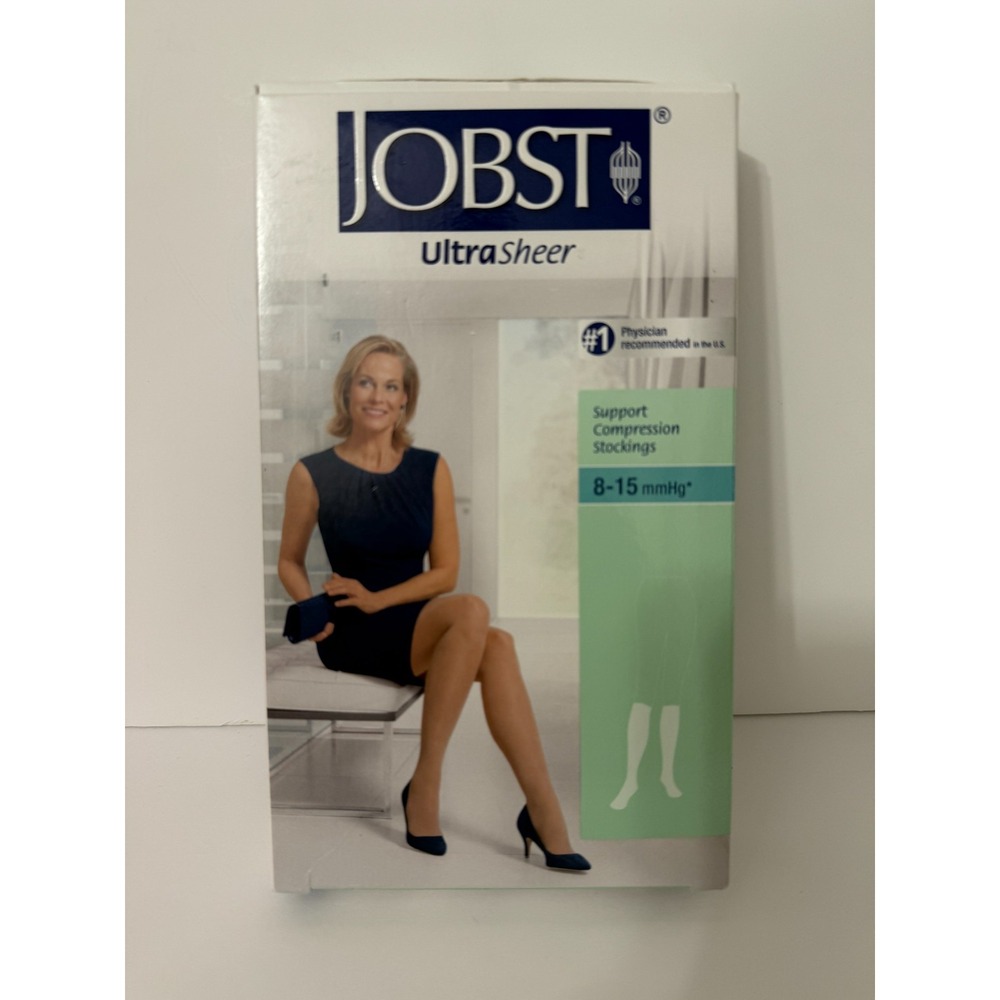 Jobst Ultra Sheer Support Compression Stockings 8-15 mmHg Beige Knee High ~ NEW